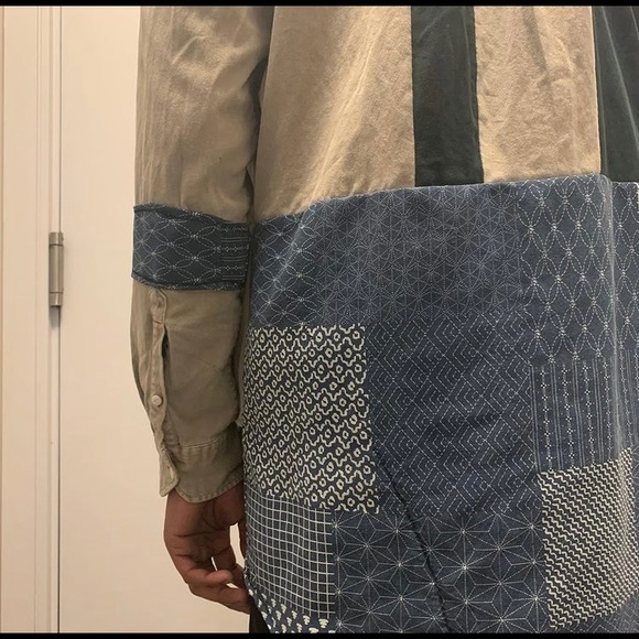 Unisex Up-cycled Patchwork Button-Up - Picture 4 of 5
